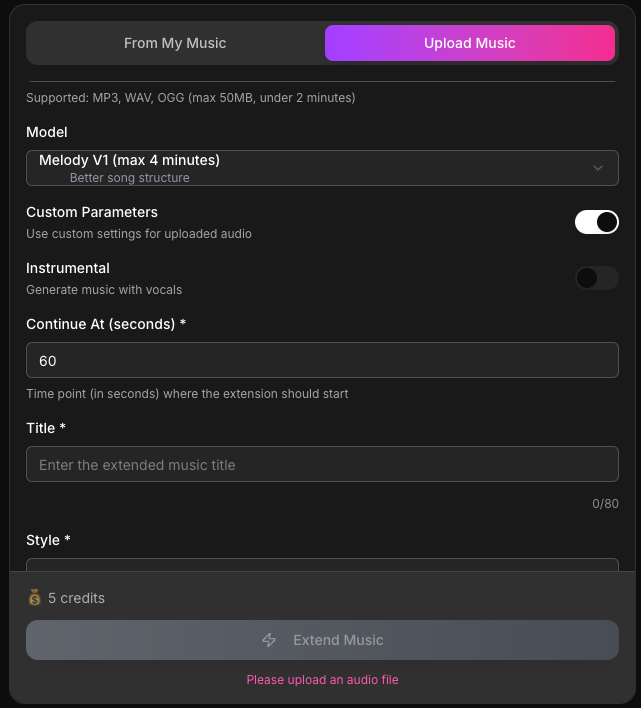 Upload and Extend